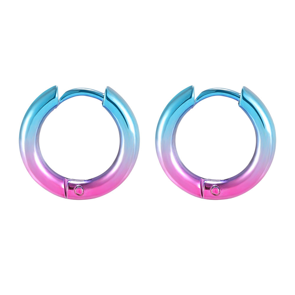 Wholesale Colorful Titanium Steel Geometric Shape Punk Earrings